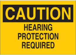 Caution Hearing Protection Required Sign, 10 Inch x 14 Inch x 0.035 Inch, Aluminum