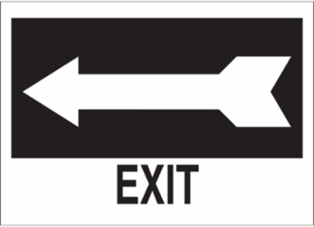 Exit Sign, 10" H x 14" W x 0.035" D, Aluminum, Arrow Direction: Left