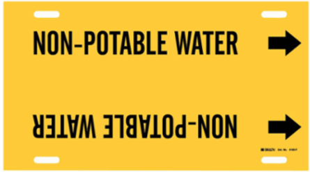 Non-Potable Water Pipe Marker, 8" H x 16" W, Fits Pipes 6" Dia. Thru 7.875" Dia.