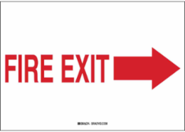 Fire Exit Sign, 7" H x 10" W x 0.035" D, Arrow Direction: Right