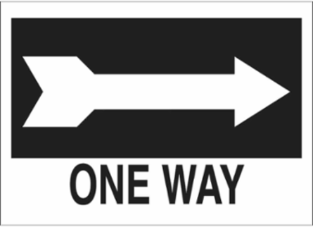 One Way Sign, 10" H x 14" W x 0.035" D, Aluminum, Arrow Direction: Right
