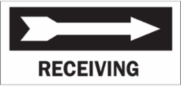 Receiving Sign, 10" H x 14" W x 0.035" D, Aluminum, Arrow Direction: Right