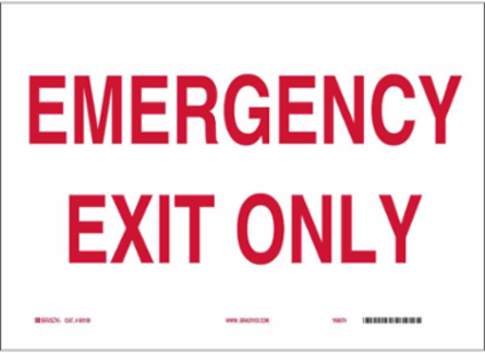 Emergency Exit Only Sign, 10" H x 14" W x 0.035" D