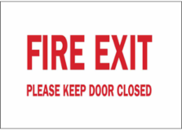 Fire Exit Please Keep Door Closed Sign, 10" H x 14" W x 0.035" D
