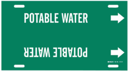Potable Water Pipe Marker, 8" H x 16" W, Fits Pipes 6" Dia. Thru 7.875" Dia.