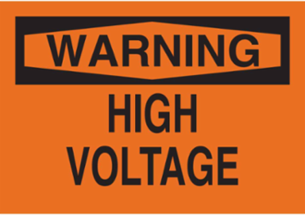 WARNING High Voltage Sign, 10" H x 14" W x 0.035" D, Aluminum