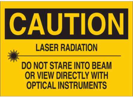 Caution Laser Radiation Sign, 10 Inch H x 14 Inch W, Aluminum, Non-Reflective