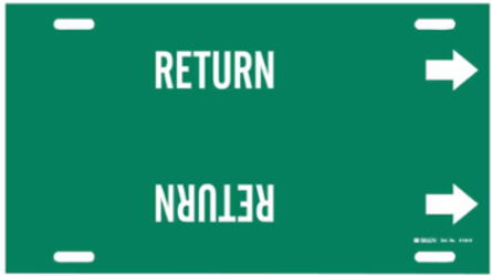 RETURN Pipe Marker, 10" H x 32" W, Fits Pipes 10" Dia. Thru 15" Dia.
