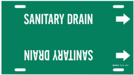 Sanitary Drain Pipe Marker, 8" H x 16" W, Fits Pipes 6" Dia. Thru 7.875" Dia.