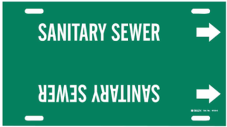 Sanitary Sewer Pipe Marker, 10" H x 24" W, Fits Pipes 8" Dia. Thru 9.875" Dia.
