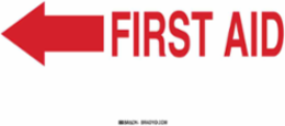 First Aid Sign, 7" H x 10" W x 0.035" D, Aluminum, Arrow Direction: Left