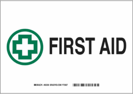 First Aid Sign, 7" H x 10" W x 0.035" D, Aluminum