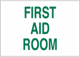 First Aid Room Sign, 7" H x 10" W x 0.035" D, Aluminum