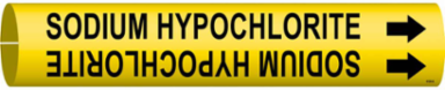 SODIUM HYPOCHLORITE Pipe Marker, 0.8125" H x 0.8125" W, Fits Pipes 0.75" Dia. Thru 1.375" Dia.
