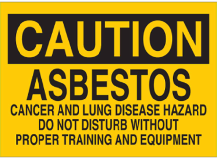 Caution Asbestos Hazard Sign, 7 Inch H x 10 Inch W, Aluminum, Non-Reflective