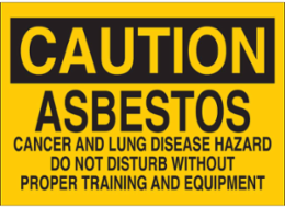 Caution Asbestos Hazard Sign, 7 Inch H x 10 Inch W, Aluminum, Non-Reflective