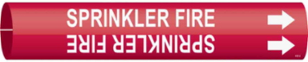 SPRINKLER FIRE Pipe Marker, Fits Pipes 0.75" Dia. Thru 1.375" Dia.