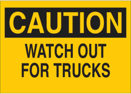 CAUTION Watch Out For Trucks Sign, 10" H x 14" W x 0.035" D, Aluminum
