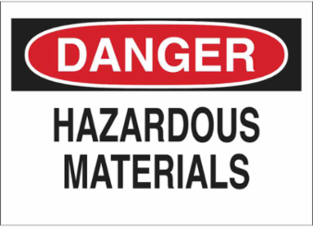 DANGER Hazardous Materials Sign, 10" H x 14" W x 0.035" D, Aluminum