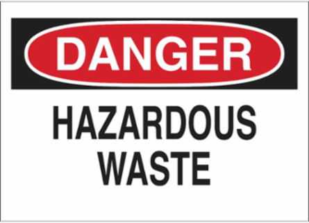 DANGER Hazardous Waste Sign, 10" H x 14" W x 0.035" D, Aluminum