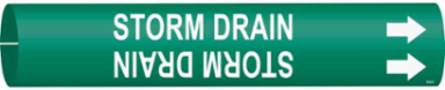 Storm Drain Pipe Marker, 2" H x 2" W, Fits Pipes 2.5" Dia. Thru 3.875" Dia.