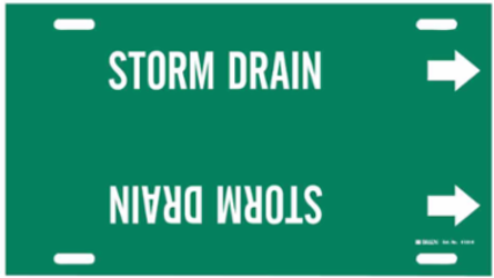Storm Drain Pipe Marker, 10" H x 32" W, Fits Pipes 10" Dia. Thru 15" Dia.