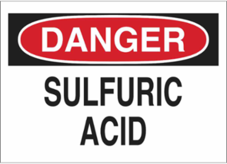 DANGER Sulfuric Acid Sign, 10" H x 14" W x 0.035" D, Aluminum