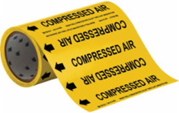 COMPRESSED AIR Pipe Marker, 30' H x 8" W, Roll of 30', Fits Pipes 2" Dia. or Smaller