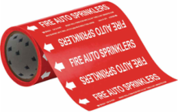 FIRE AUTO SPRINKLERS Pipe Marker, 30' H x 8" W, Roll of 30', Fits Pipes 2" Dia. or Smaller
