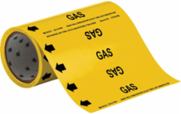 GAS Pipe Marker, 30' H x 8" W, Roll of 30', Fits Pipes 2" Dia. or Smaller