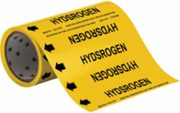 HYDROGEN Pipe Marker, 30' H x 8" W, Roll of 30', Fits Pipes 2" Dia. or Smaller