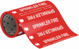 SPRINKLER FIRE Pipe Marker, 30' H x 8" W, Roll of 30', Fits Pipes 2" Dia. or Smaller