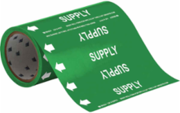 Supply Pipe Marker, 30' H x 8" W, Roll of 30', Fits Pipes 2" Dia. or Smaller