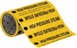 High Pressure Steam Pipe Marker, 30' H x 8" W, Roll of 30', Fits Pipes 2" Dia. or Smaller