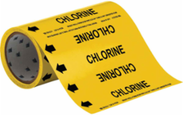 CHLORINE Pipe Marker, 30' H x 8" W, Roll of 30', Fits Pipes 2" Dia. or Smaller