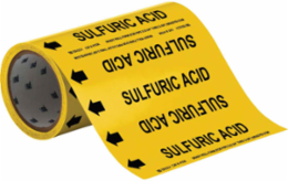 SULFURIC ACID Pipe Marker, 30' H x 8" W, Roll of 30', Fits Pipes 2" Dia. or Smaller