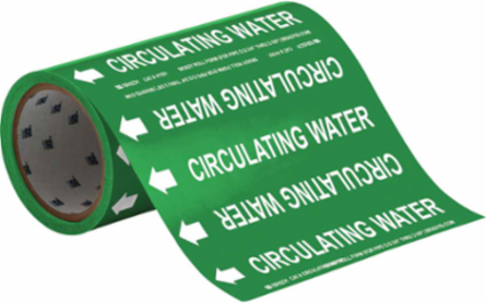 Circulating Water Pipe Marker, 30' H x 8" W x 30' L, Roll of 30', Fits Pipes 2" Dia. or Smaller