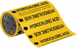 HYDROCHLORIC ACID Pipe Marker, 30' H x 8" W, Roll of 30', Fits Pipes 2" Dia. or Smaller