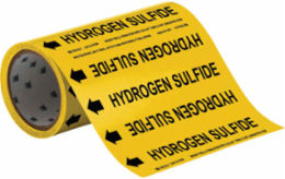 HYDROGEN SULFIDE Pipe Marker, 30' H x 8" W, Roll of 30', Fits Pipes 2" Dia. or Smaller