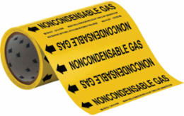 NONCONDENSABLE GAS Pipe Marker, 30' H x 8" W, Roll of 30', Fits Pipes 2" Dia. or Smaller