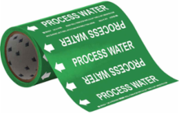 Process Water Pipe Marker, 30' H x 8" W x 30' L, Roll of 30', Fits Pipes 2" Dia. or Smaller