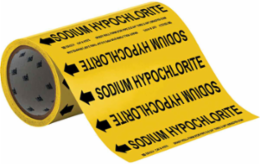 SODIUM HYPOCHLORITE Pipe Marker, 30' H x 8" W, Roll of 30', Fits Pipes 2" Dia. or Smaller