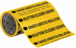 DANGER ASBESTOS INSULATION Pipe Marker, 30' H x 8" W, Roll of 30', Fits Pipes 2" Dia. or Smaller