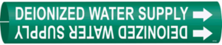 Deionized Water Supply Pipe Marker, Fits Pipes 4" Dia. Thru 6" Dia.