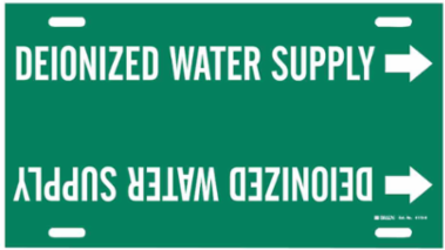 Deionized Water Supply Pipe Marker, 10" H x 32" W, Fits Pipes 10" Dia. Thru 15" Dia.