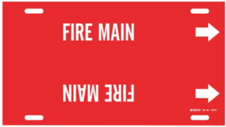 FIRE MAIN Pipe Marker, 8" H x 16" W, Fits Pipes 6" Dia. Thru 7.875" Dia.
