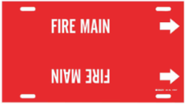 FIRE MAIN Pipe Marker, 8" H x 16" W, Fits Pipes 6" Dia. Thru 7.875" Dia.