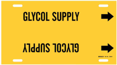 Glycol Supply Pipe Marker, 10" H x 32" W, Fits Pipes 10" Dia. Thru 15" Dia.