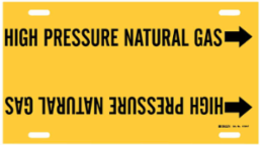 HIGH PRESSURE NATURAL GAS Pipe Marker, 8" H x 16" W, Fits Pipes 6" Dia. Thru 7.875" Dia.