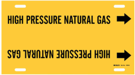 HIGH PRESSURE NATURAL GAS Pipe Marker, 10" H x 24" W, Fits Pipes 8" Dia. Thru 9.875" Dia.